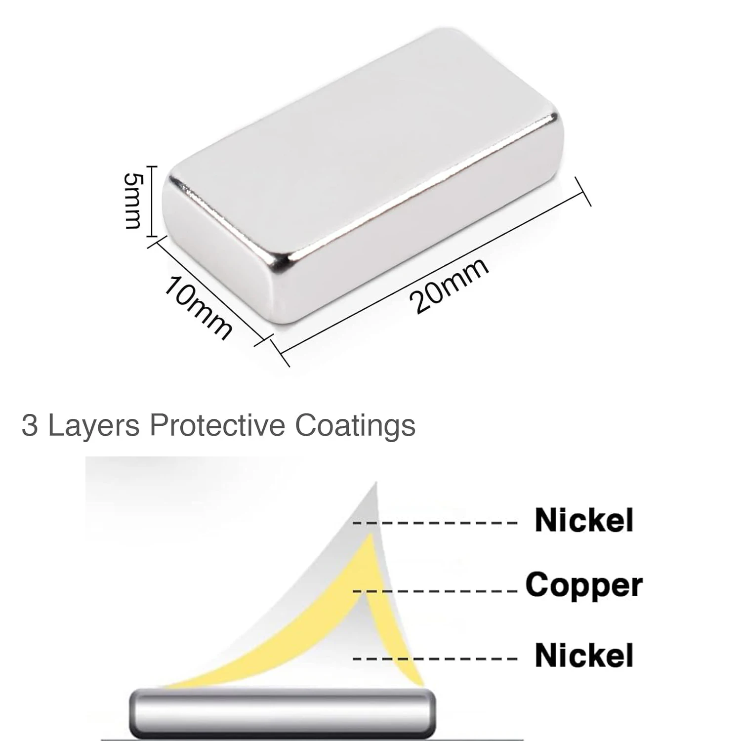 10pcs 20 X 10 X 5mm rectangular magnet, elongated magnet, miniature magnet. Suitable for tool library laboratories, lockers, ar