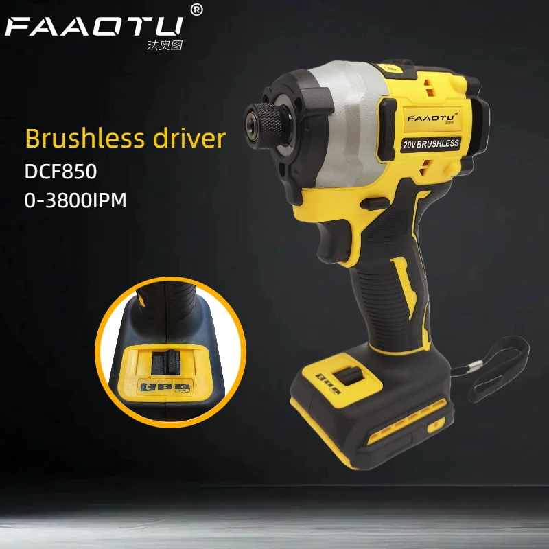 

Аккумуляторный шуруповерт FAAOTU DCF850 20В, бесщеточная дрель, ударный гайковерт, совместим с аккумуляторами DW
