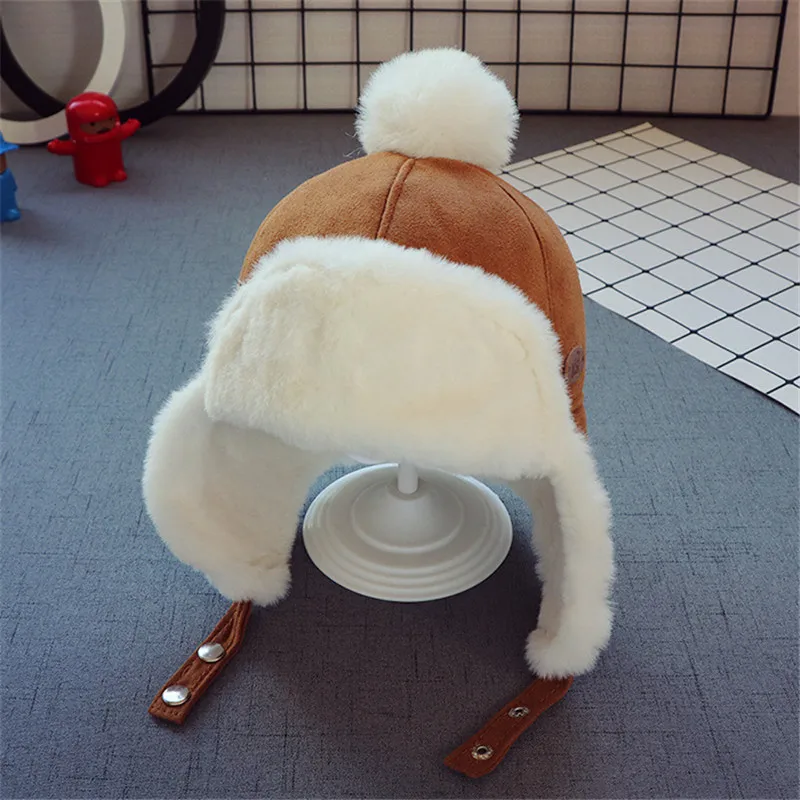 Bonnet d\'hiver tricoté pour enfants, chapeau épais et chaud, style russe, pour filles de 2 à 6 ans, 2019