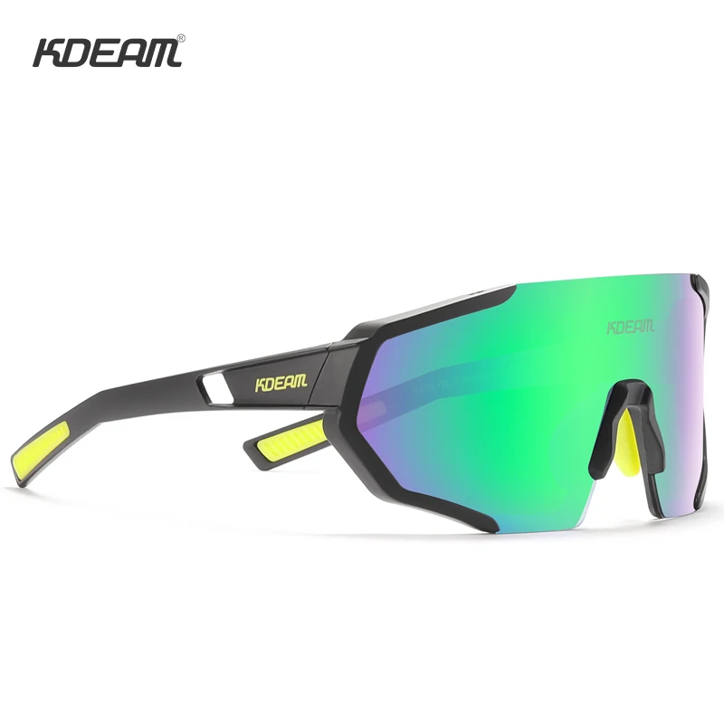KDEAM Shatterproof TR90 Active Polarized Sunglasses Men Ultra-grip Rubber Nose Multilayer Mirror Lens + Clear Lens KD0802