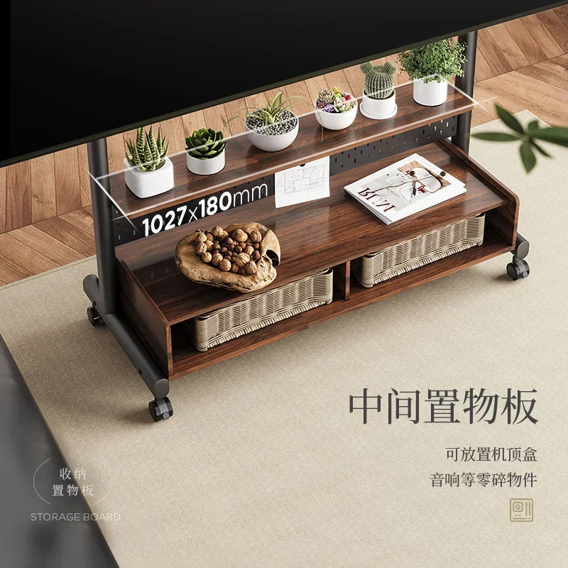 Hot sales TV stand with floor mounted mobile wheels, multi-functional TV stand compatible with 75/85/100 inches