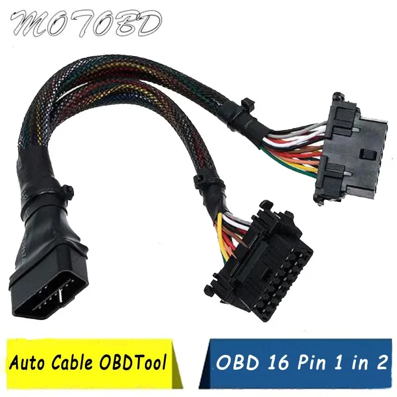 In Stock OBD2 2 In 1 Extension Cable 30CM 16 Pin Obd 2 Male To 2 Female OBD Car Connection Conversion Plug Socket for Kia