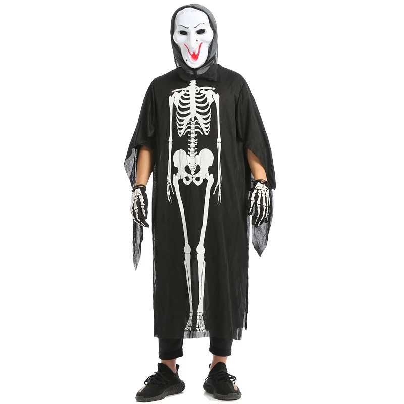 Halloween straszny szkielet duch przebranie na karnawał maski rękawiczki kostium kostium Masquerade karnawał Horror ubrania dla dorosłych dzieci