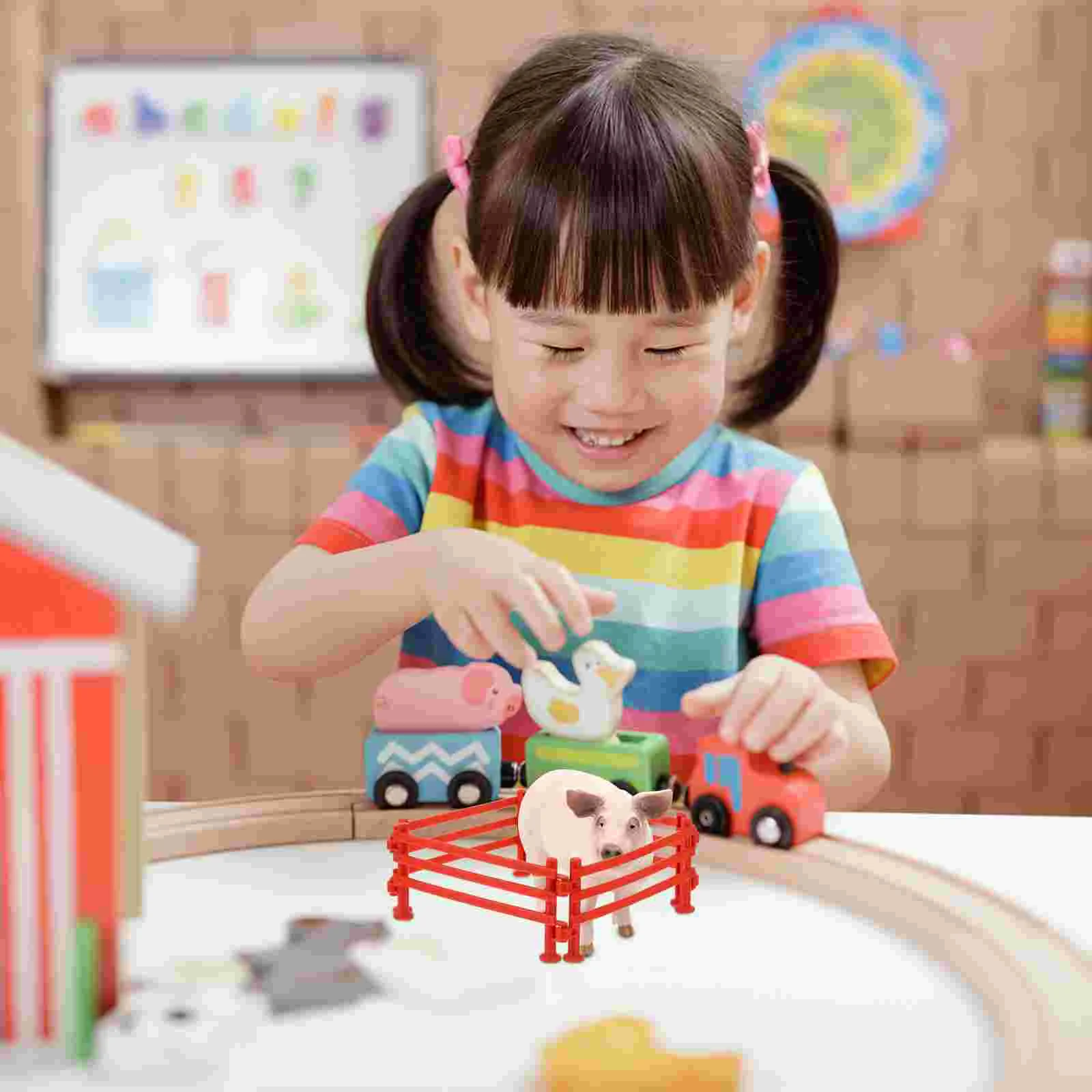 50 Pcs Scene Fence Farm Playset Mini Small Toy Miniature Ornament Toys Garden for Zoo Sand Table The