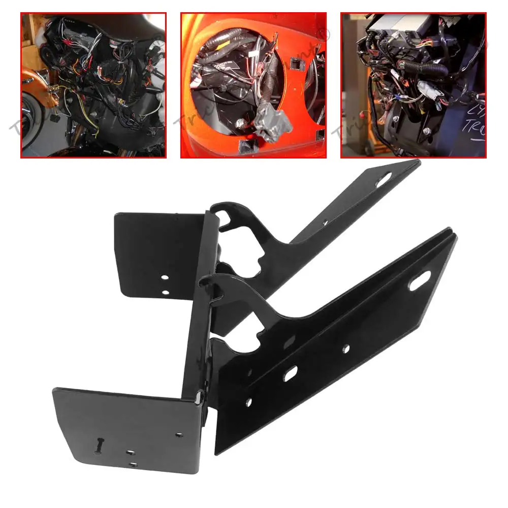 

Black Motorcycle Accessories Steel Front Fairing Radio Mount Bracket For Harley Davidson Touring Road Glide FLTR 1998-2013 New