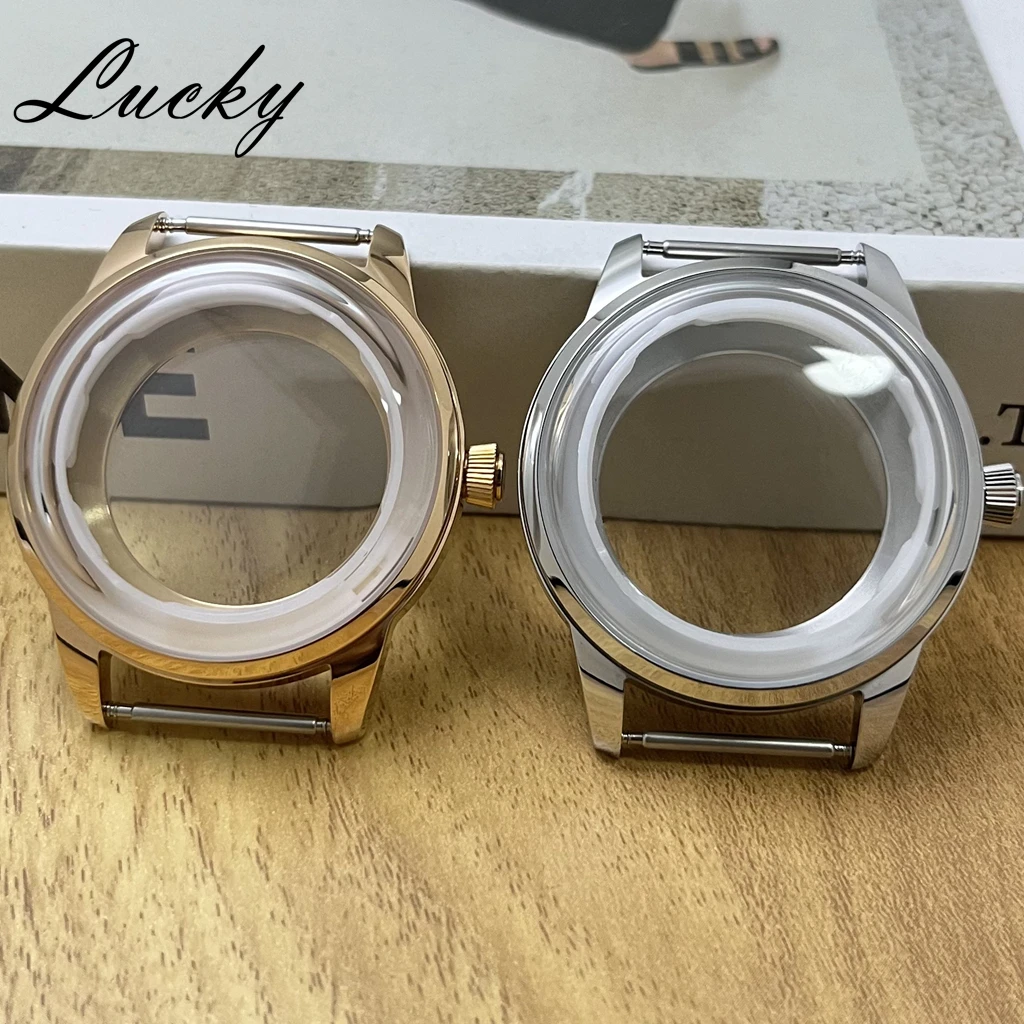 40MM Arched Glass Cocktails Stainless Steel S Crown Watch Case Fit NH34 NH35 NH36 NH38 NH39 NH70 NH72 4R35 4R36 Movement