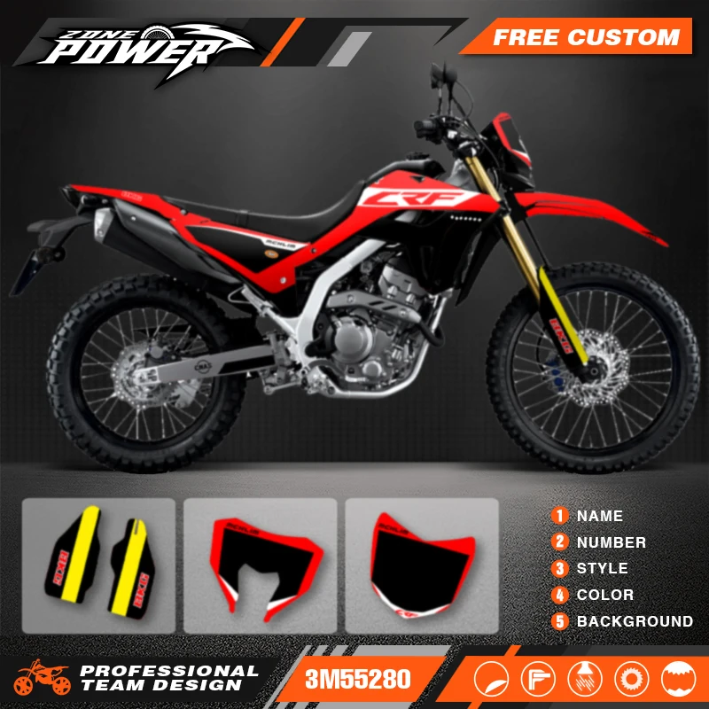 Powerzone Motorcycle Graphic Decal Stickers Kits For Honda CRF300L 2021 Number Name Customize 13