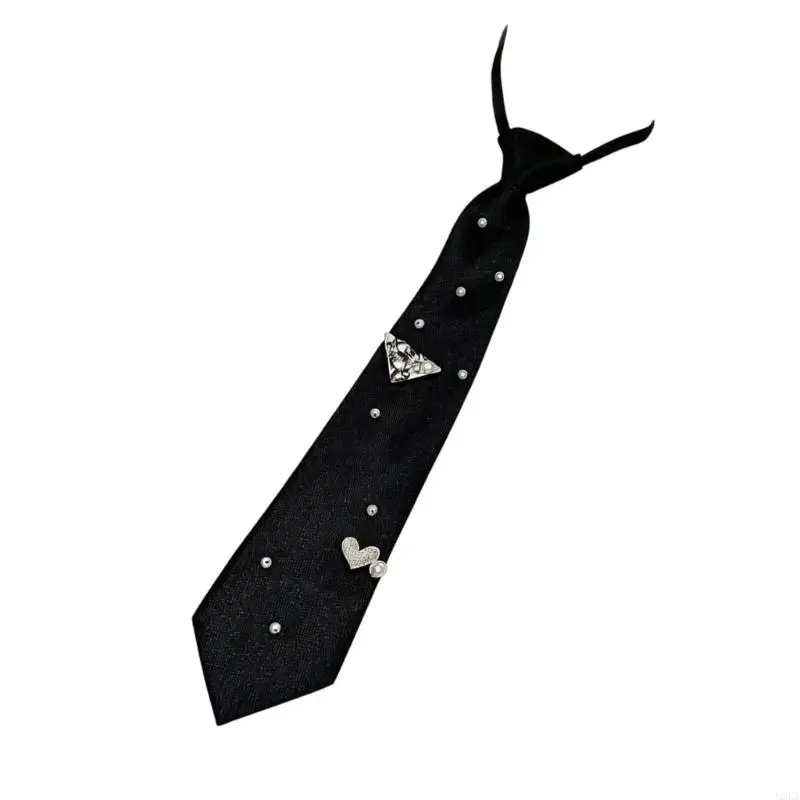 2026 New Black Decorative Necktie for Class Outfits, Parties, and Photos