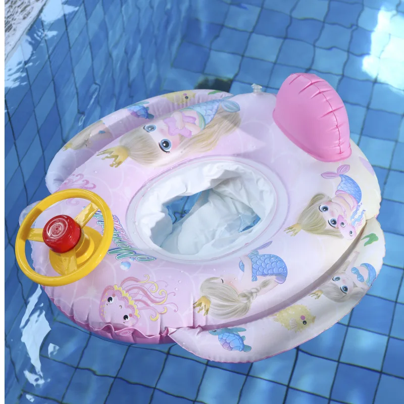 كارتون الطفل السباحة تعويم مقعد حورية البحر رواد الفضاء نمط بولي كلوريد الفينيل لعبة قابلة للنفخ مع عجلة القيادة الصيف بركة ألعاب مائية #4