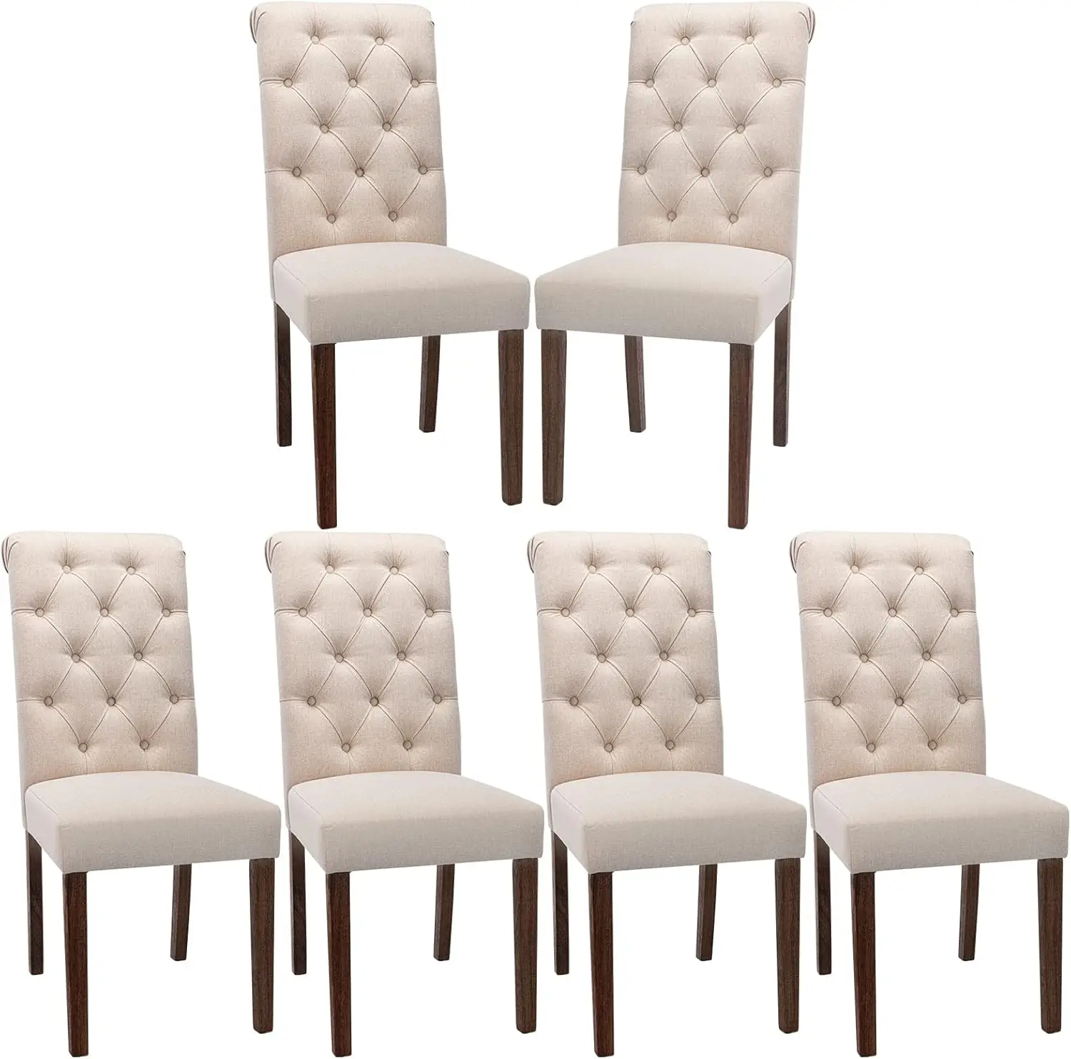 Dining Chairs Set of 6, Accent Parsons Diner Chair Upholstered Fabric Dining Room Chairs Stylish Kitchen