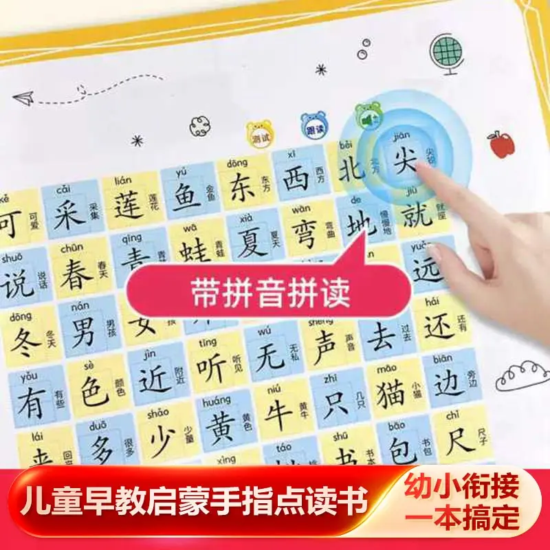 Baby Speech Enlightenment Sound Book, Kids Interactive Finger Point Reading Talking Book, Multifunctional Early Education