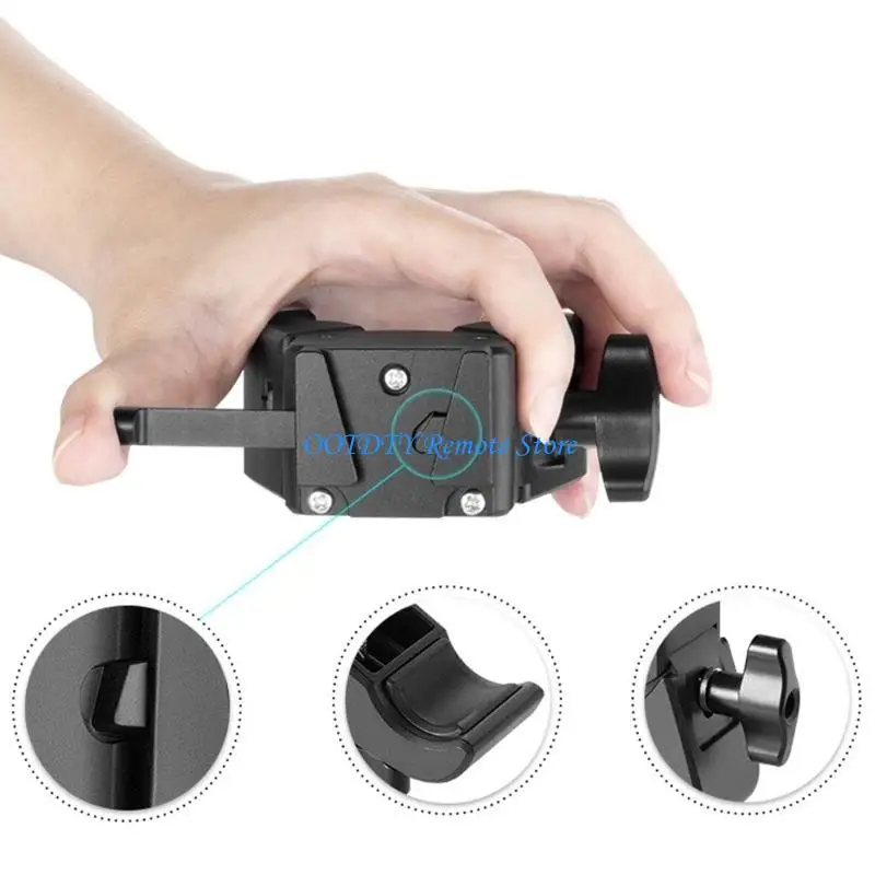 حامل الألومنيوم DXAB Universal V Mount Batrackets مع مرفق حامل مصباح المشبك قابل للتعديل لملحقات الكاميرا #3