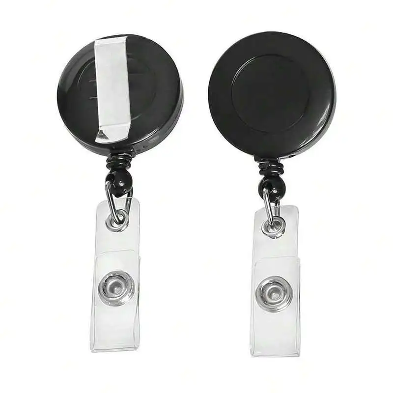 4 Pcs Metal Retractable Lanyard And Keychain Clip, Work ID/Name Card Holder With Belt Clip, Anti-Loss Round Design,