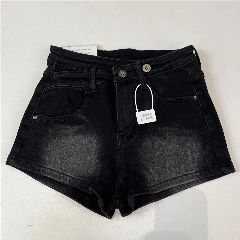Summer 2024 American Style Hot Girl Washed White Tight Jeans Shorts Women's Miniature Design Hot Pants Casual Pure Color Denim