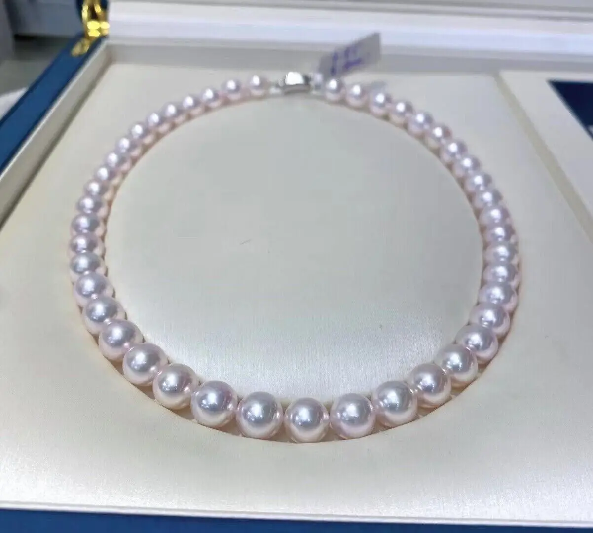 

classic AAAAA++ 9-10mm South Sea round white pearl necklaces, 18 inches 《High end gifts》