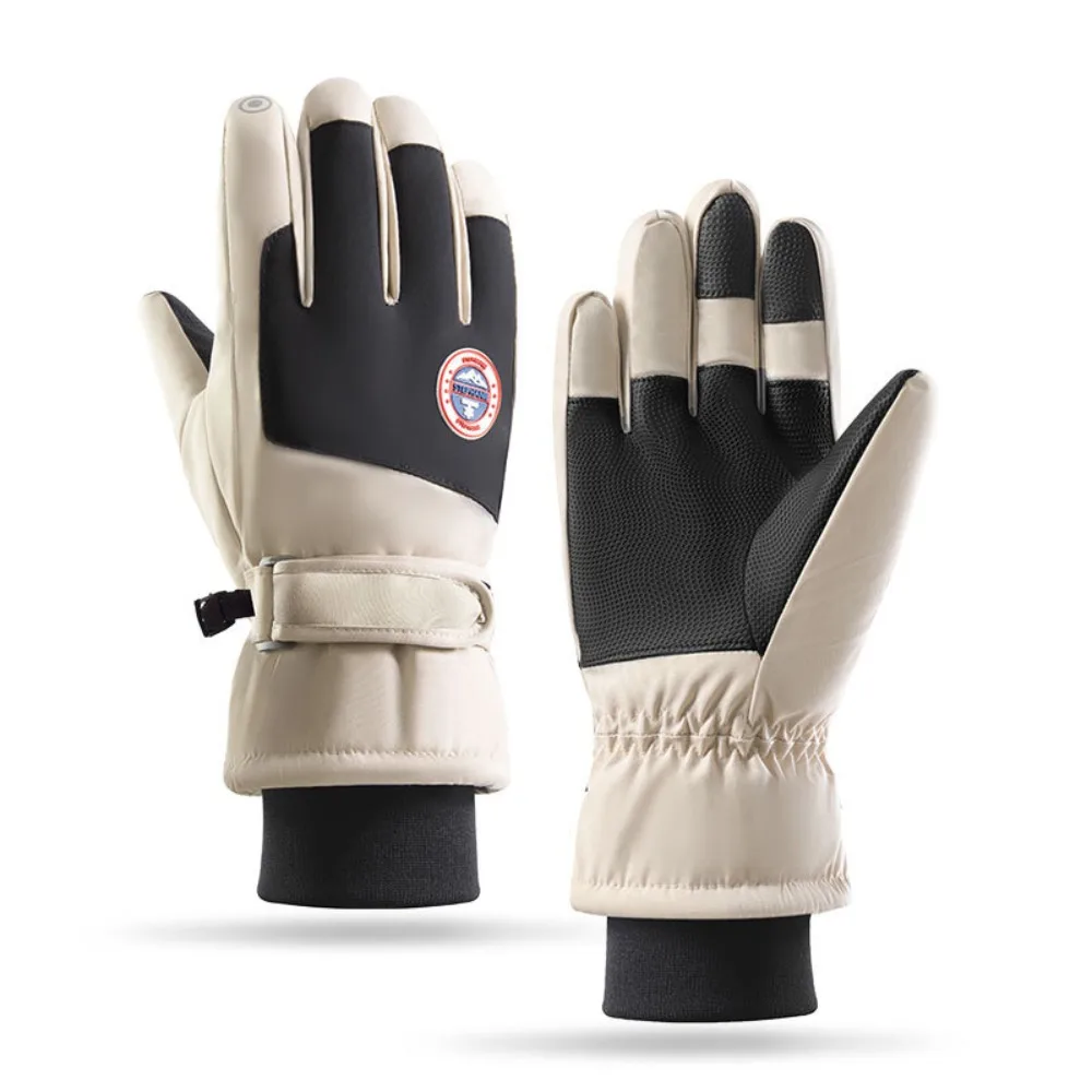 قفازات تزلج للزوجين، مقاومة للبرد في الهواء الطلق، متوافقة مع شاشة اللمس، مقاومة للماء، مقاومة للرياح، مبطنة بالصوف، قفازات دافئة لركوب الدراجات
