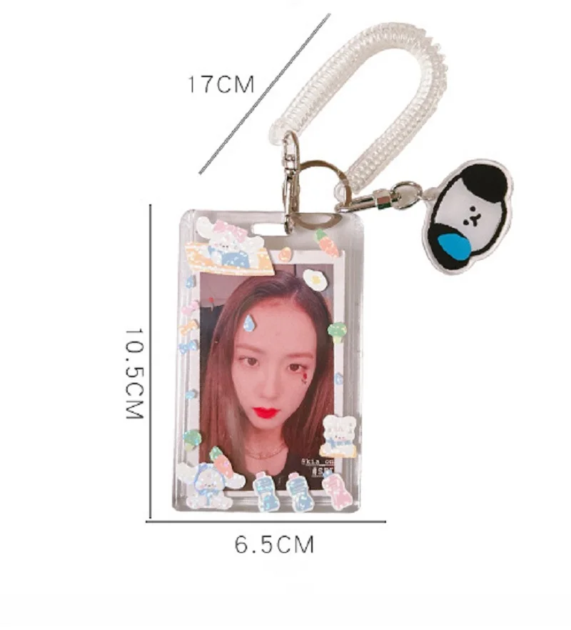 Creative Design Kpop Photocard Holder Transparent Card Holder Keychain Photo Sleeves Bus Card Student Card Case Photo Protector