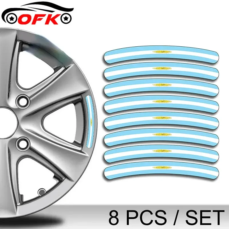 OFK  8pcs for Italy Flag Wheel Stripes Set Sticker Waterproof Decal Vinyl Motorcycle Car Racing Stickers.