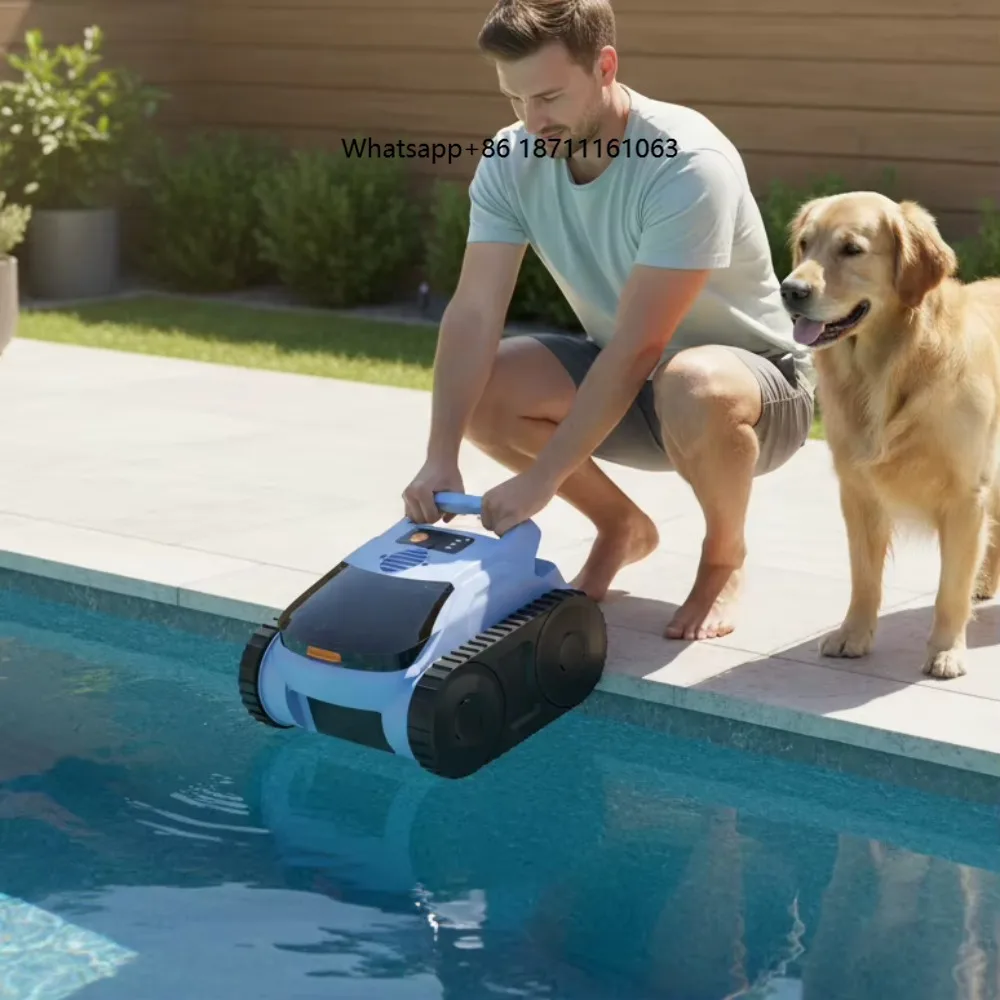 Portable Wireless Pool Cleaner Robot High Quality Eco-Friendly Strong Suction Swimming Pool Vacuum Dual Brushes for Floors Walls