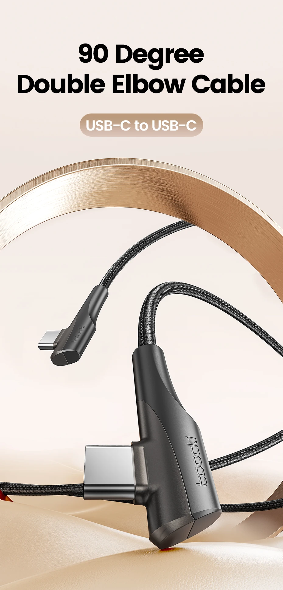 Toocki USB Type C to USB C Cable 90 Degree Angle QC4.0 PD4.0 PD 100W Fast Charging for Macbook iPhone 18 Samsung Xiaomi Huawei