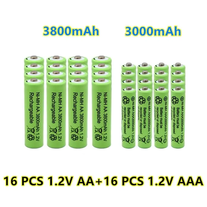 New 1.2V AA 3800mAh NI-MH Rechargeable Batteries+1.2 V AAA 3000 mAh Rechageable battery NI-MH battery