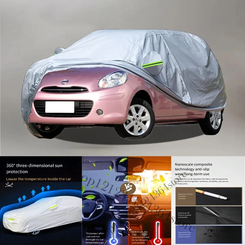 For Nissan-March Auto Anti snow Anti dust Anti-uv Anti peeling paint And Anti Rainwater 210t car cover Car cover protection