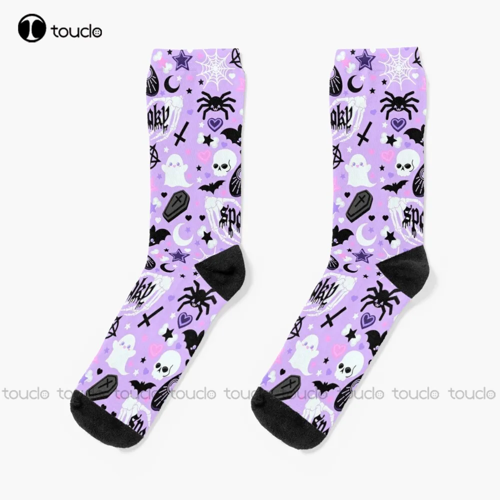 Chaussettes gothiques pastel pour hommes, streetwear d'art drôle, dessin animé coloré, cadeau de Noël, nouvel an, unisexe, adulte, Halloween