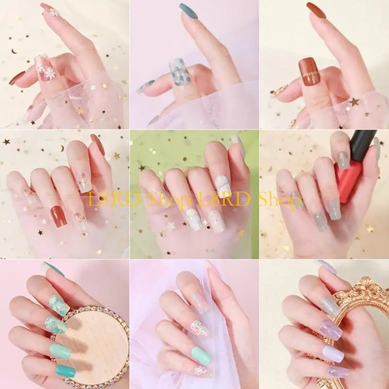 l8rd 20フィンガーフルラップマニキュアステッカー自己粘着性ネイルストリップネイルデカール女性のためのアクセサリーdiyネイルアート