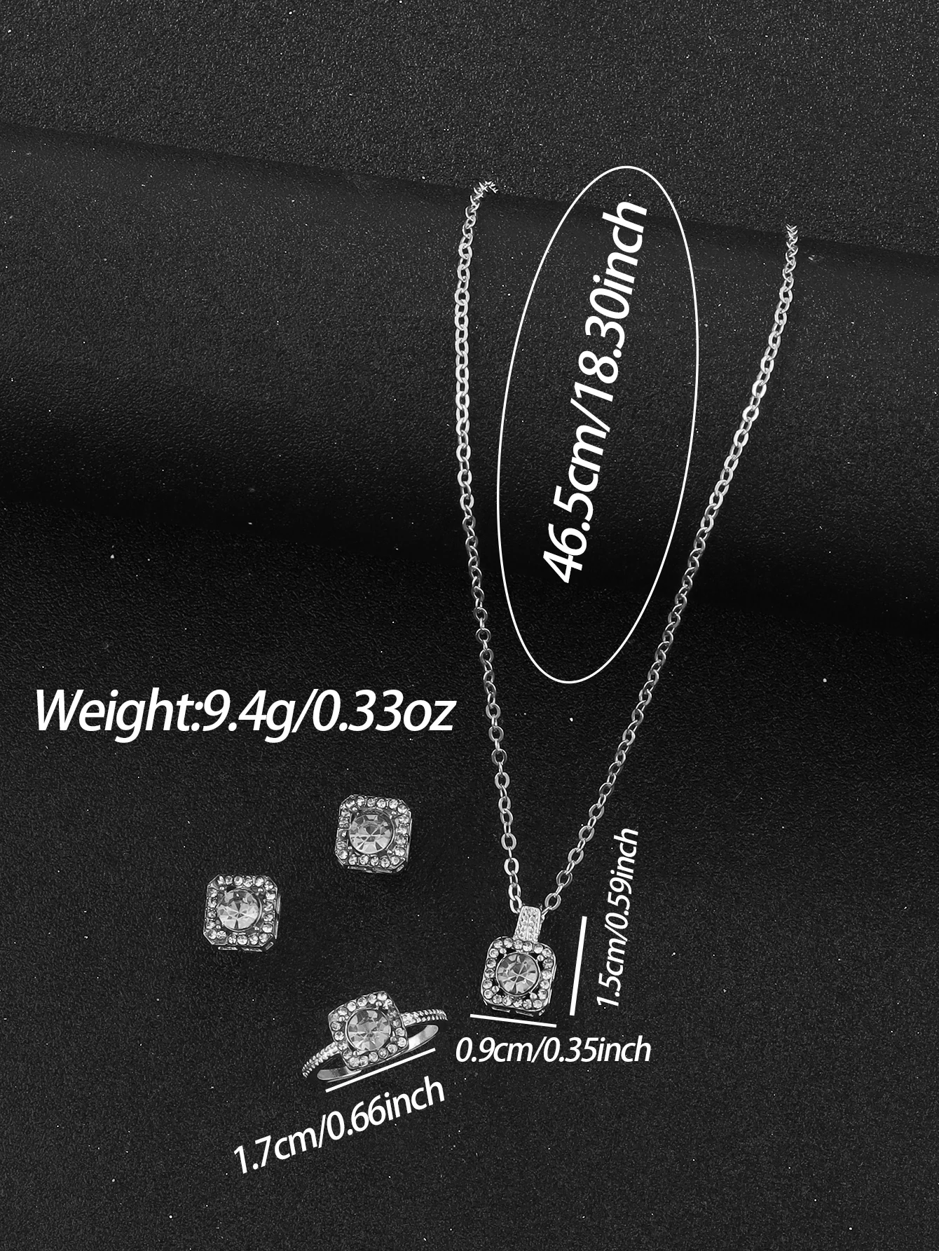 Reloj de cuarzo plateado con incrustaciones de diamantes rectangulares para mujer, conjunto de joyas para uso diario, una fiesta llena de diamantes