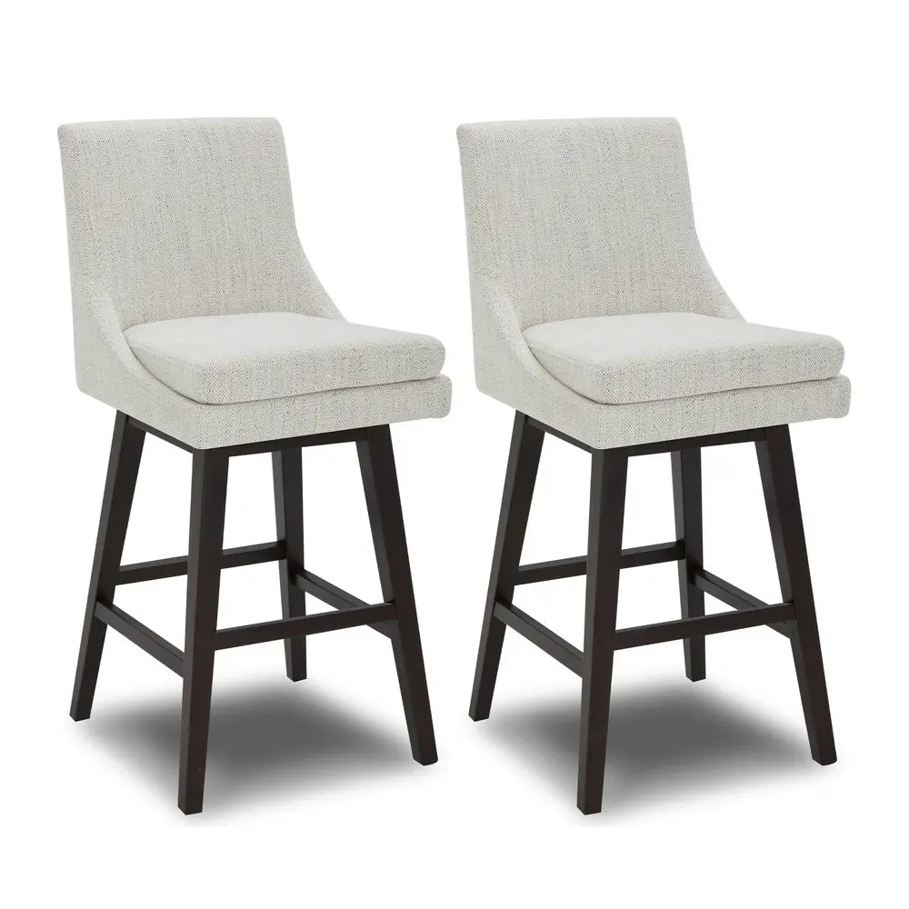 

Bar Height Swivel Barstool with Back Set of 2, FSC Certified Upholstered Bar Stool, 30.7 H Seat Height, Fabric in Ivory