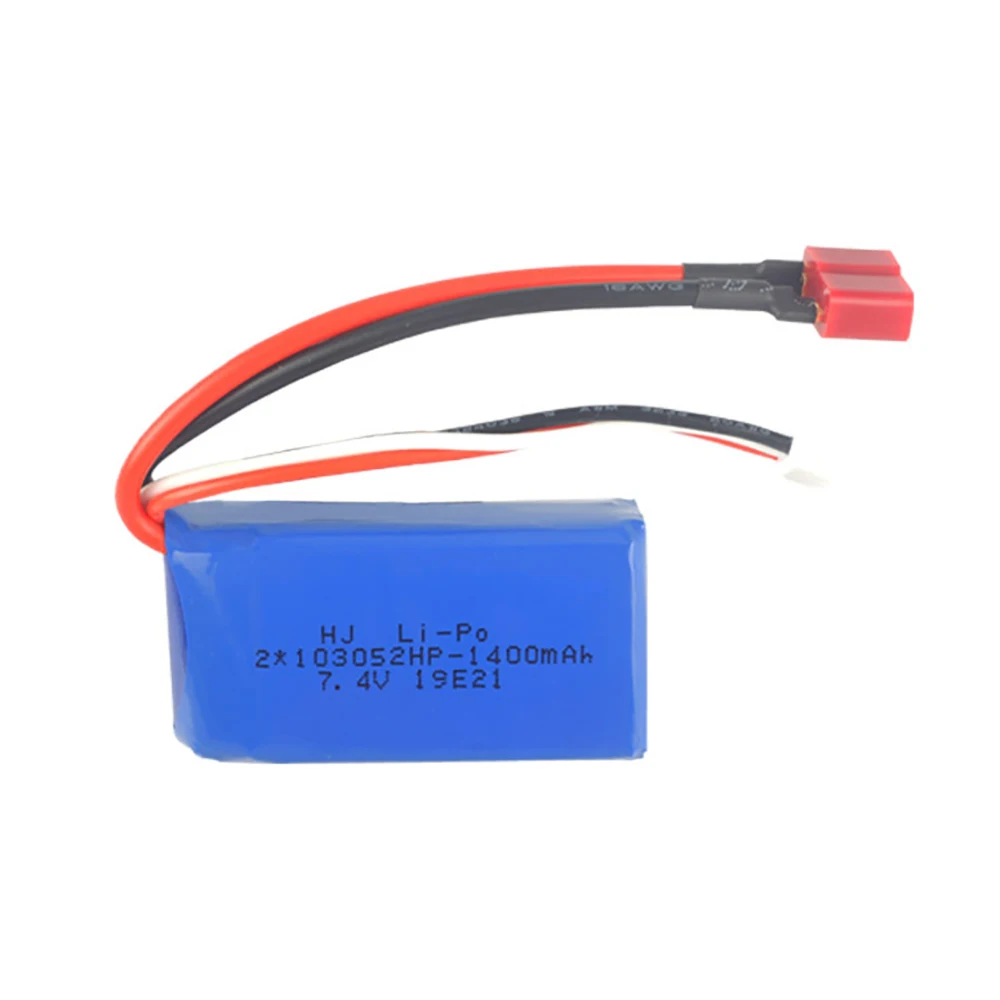 2pcs 7.4V 1400mAh 103052 Lipo Batterie + Balance Chargeur Ensemble Pour Wltoys V353 959-B A969-B A979-B K929-B RC Camion Voiture Pièces De Rechange