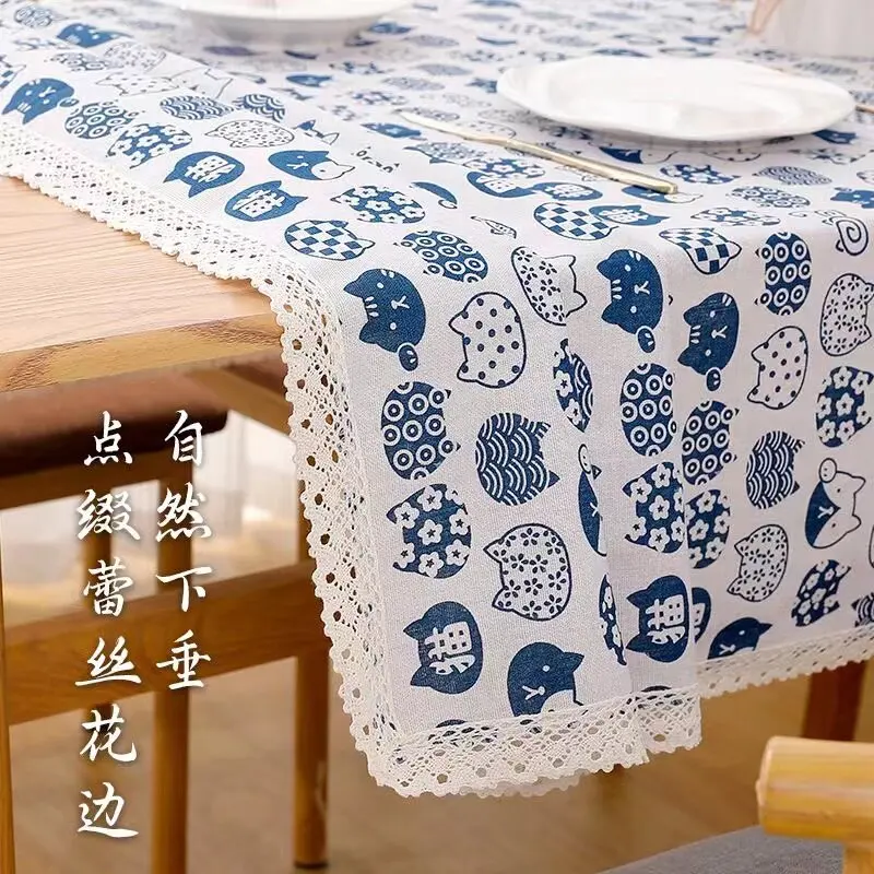 Pink Plaid Fabric Tablecloth Customizable Square Rectangle Coffee Table Cloth Dining Table Mat