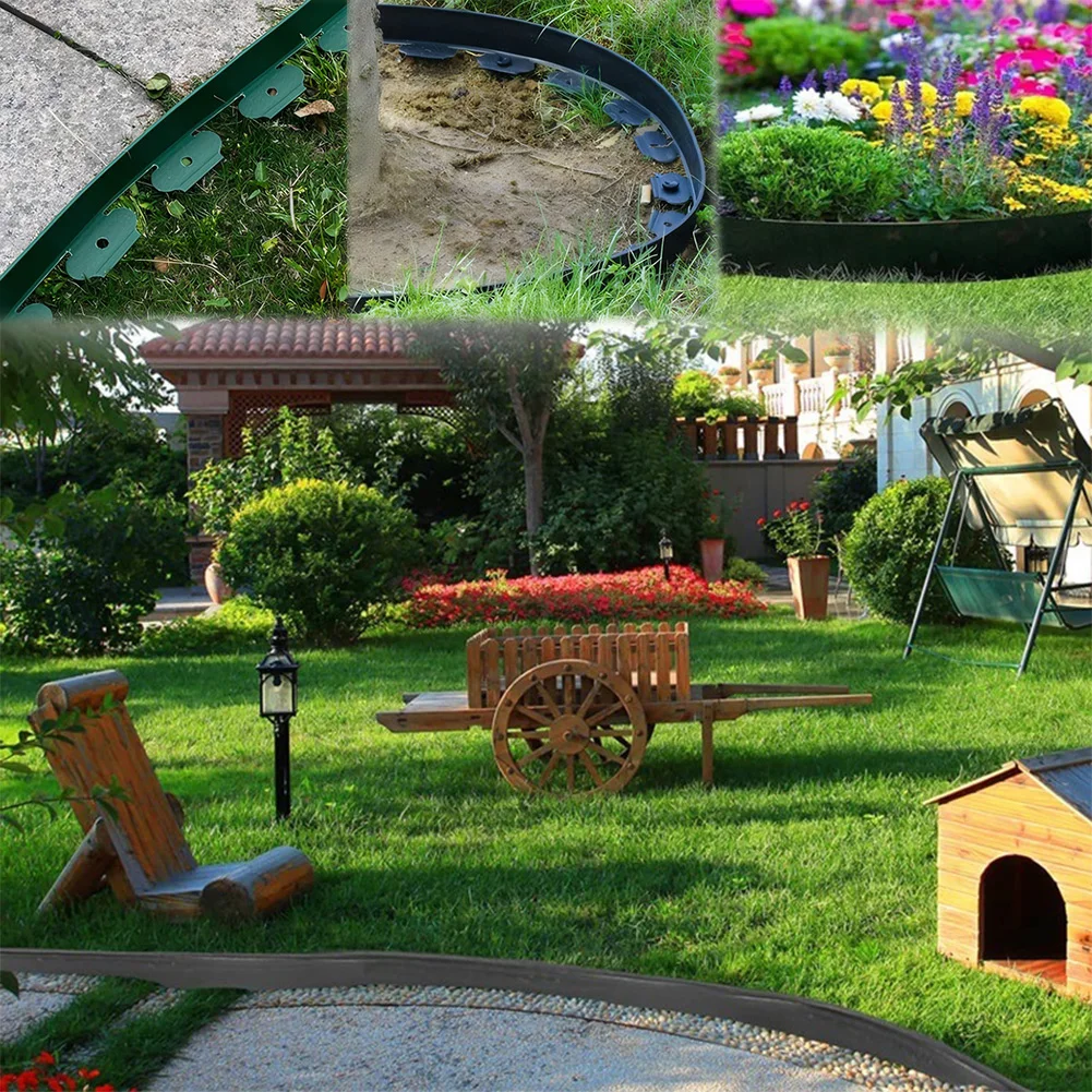 

10M Flexible Lawn Edging Kit No Dig Garden Edging Borders with 30Pcs Stakes Garden Border Edging for Garden Flower Beds Pavement