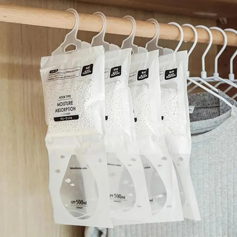 10Pcs Moisture Absorber Hanging Drying Clothes Dehumidifier Wardrobe Dehumidifier Dry Bag Desiccant Moisture Absorption Bag