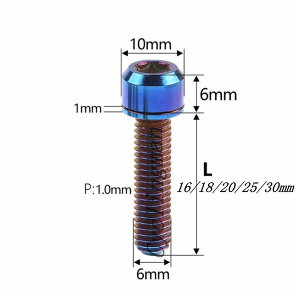 4pcs M6x16/18/20/25/30mm Titanium Ti Alloy Bicycle Disc Brake Caliper Bolts Clamp MTB Mountain Bike Brake Screws Washers