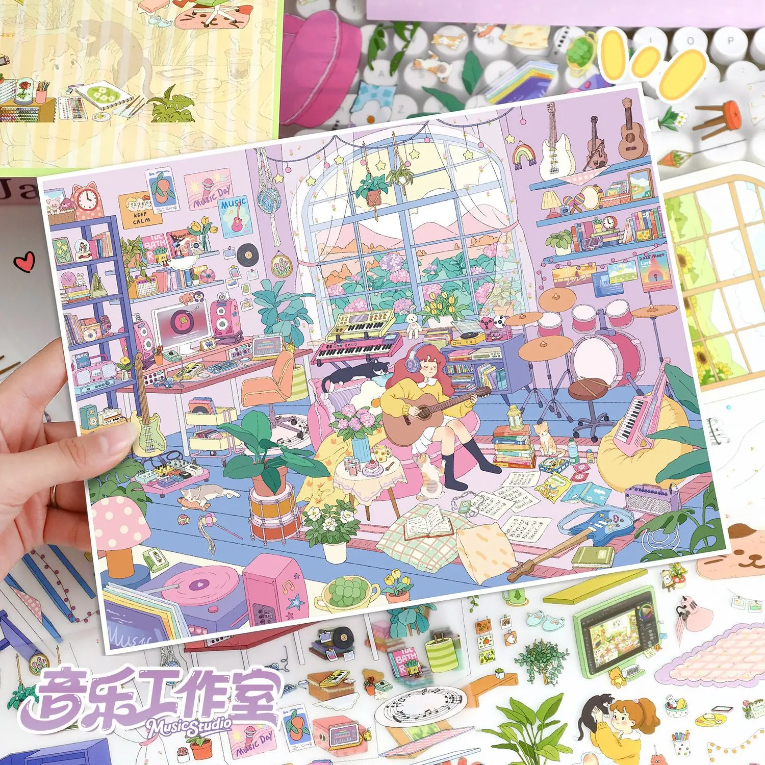 1Bag 115.0 Series Landscape Stickers Large Touch Film Healing Series Stickers Miniature Scene Decompression Hand Account Sticker