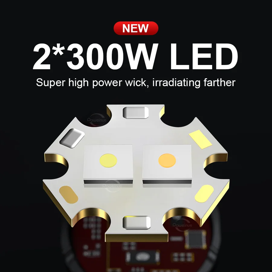 5000000LM Nova atualização 2 * 300W wick lanterna 4000M super brilhante tocha tática luz branca + quente luz alta potência USB recarregável lâmpada pesca acampamento caça luz