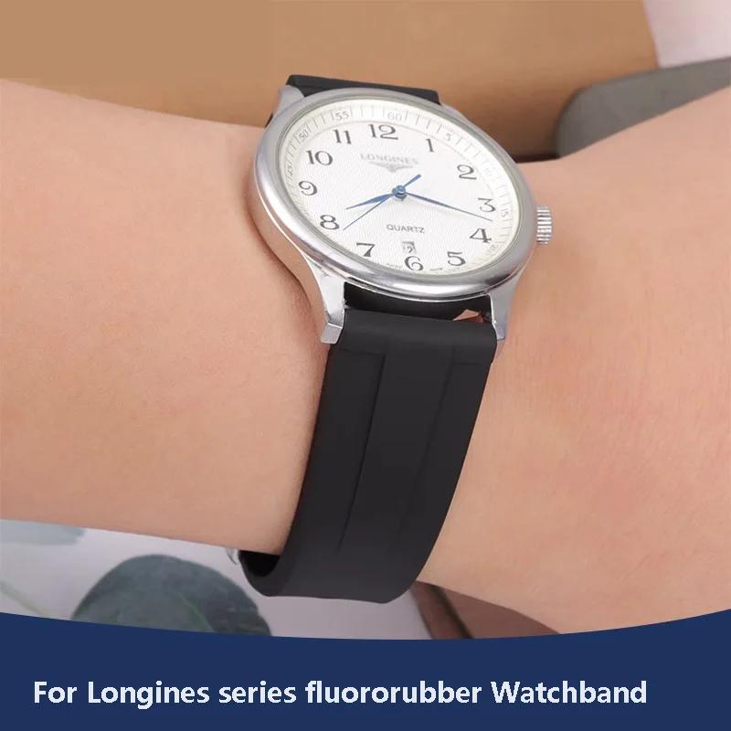 High Quality Fluororubber Watchband for Longines Master L2 L3 L4 L2.628 L2.673 Watch Strap Bracelet 19mm 20mm 21mm 22mm