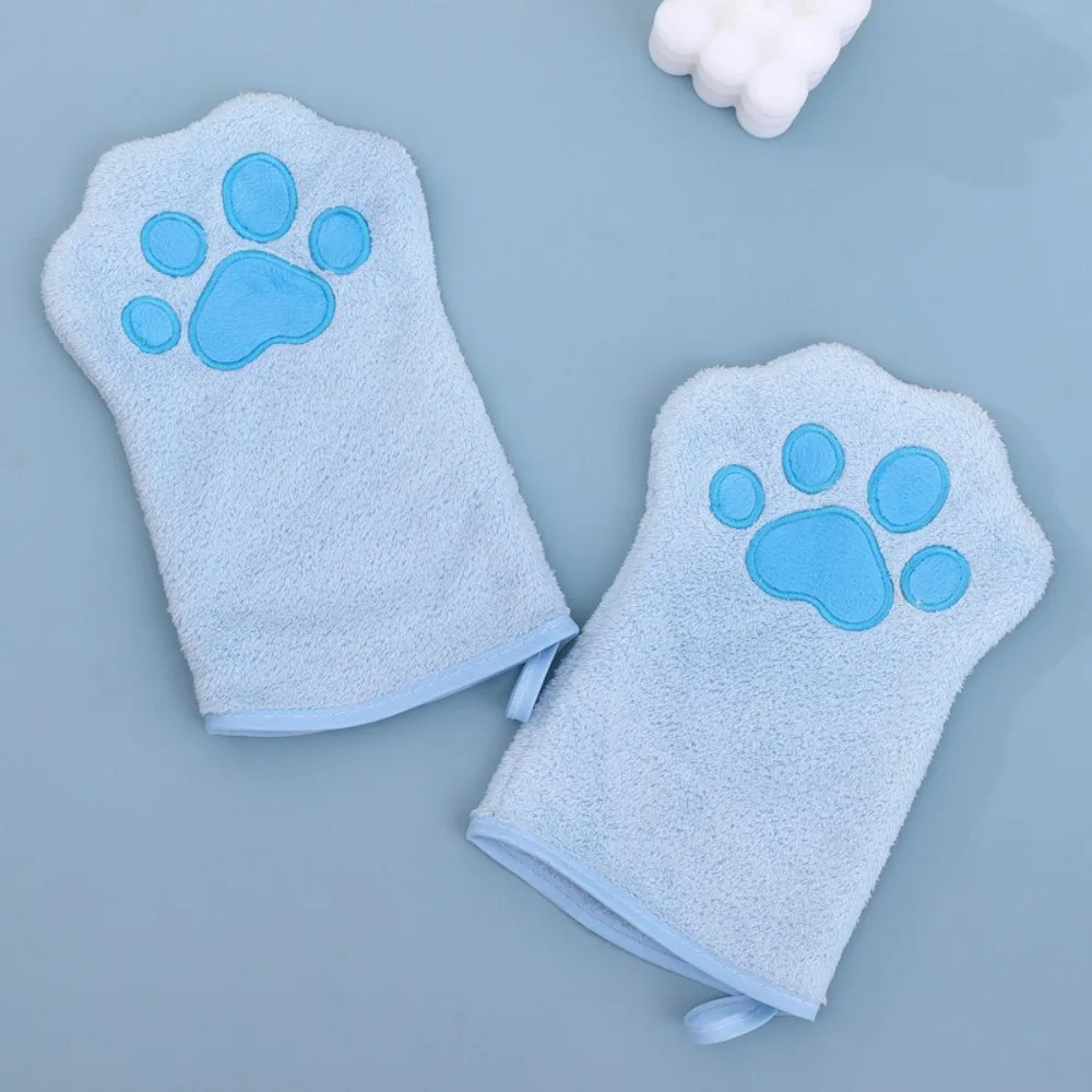 

1 Pair Double Sided Pet Bath Gloves Quick Drying Hangable Pet Grooming Glove Absorbent Dogs Paw Towel for Cats and Dogs