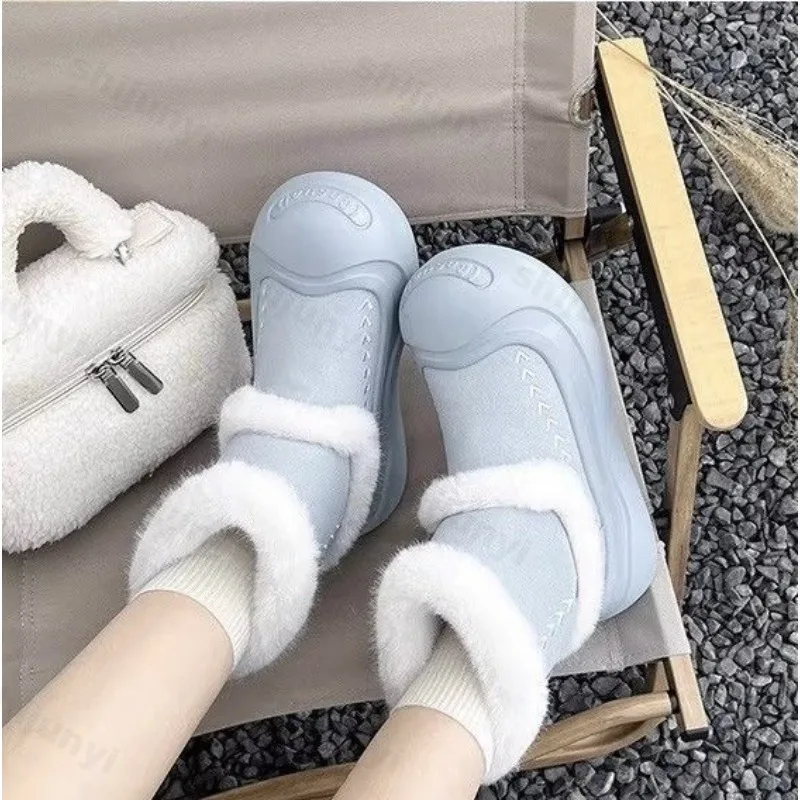 Women Snow Boots Winter Plush Warm Thick Soled Platform Ankle Boots Non-slip 2025 New Windproof Women Cotton Shoe Botas Mujer