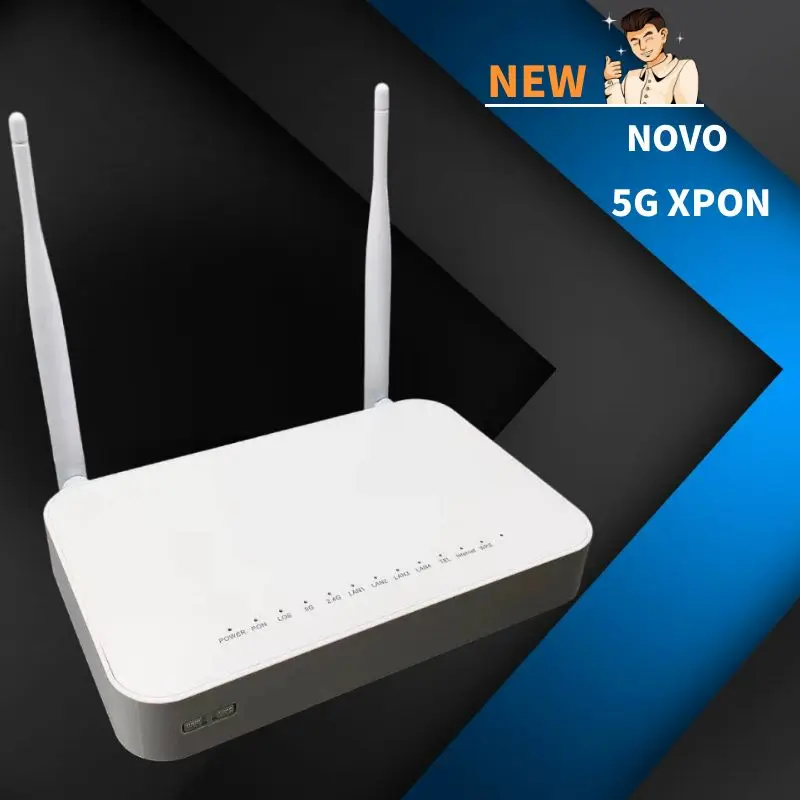 

New ONU XPON 1GE+3FE+5DB WIFI 2.4G&5G Dual Band FTTH ONT Gpon/Epon Terminal Fiber Free Shipping