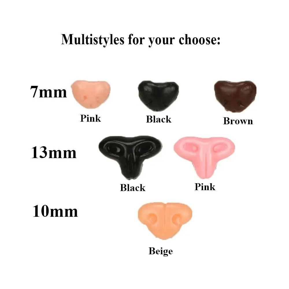 10pcs 7mm/13mm/10mm Animals Crafts Plastic Triangle Noses For Dolls Toys For Bear Buttons Toy DIY Safety Nose Accessories