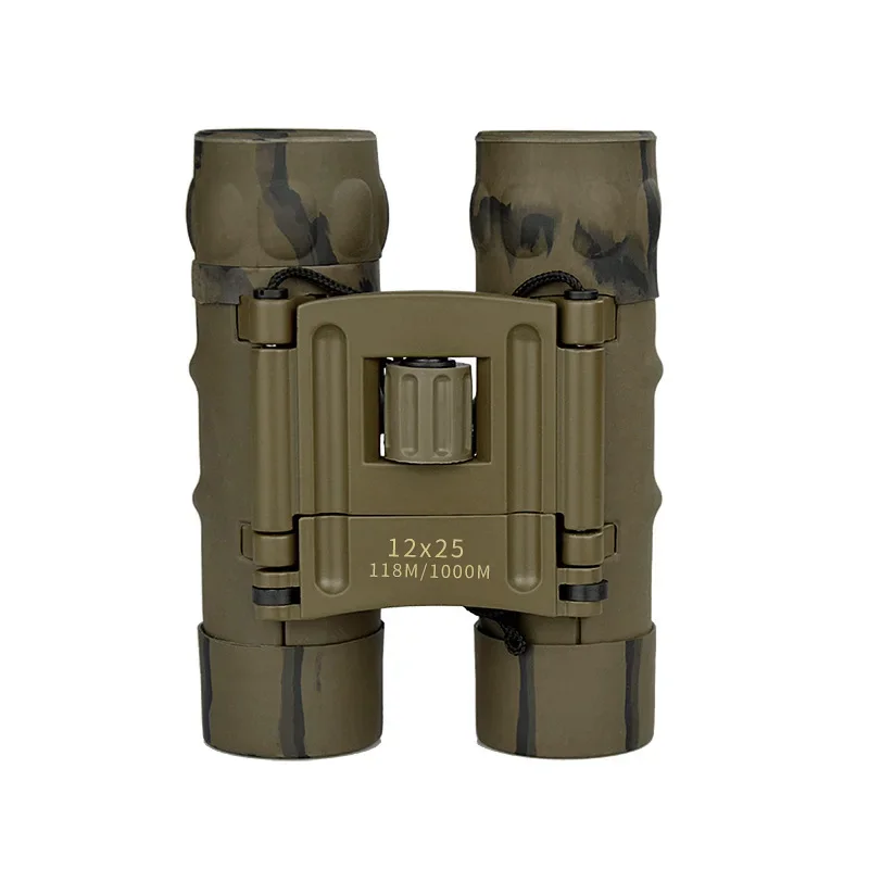 Camouflage 12x25 Binoculars High Power HD Foldable Portable Outdoor Binocular Low Light Night Vision For Hunting Travel Sightsee