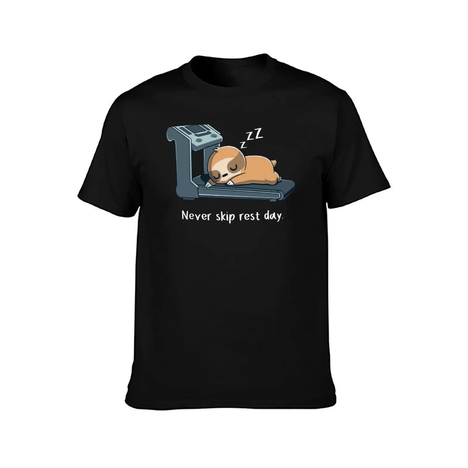 Sloth Exercise Never Skip Rest Day T-Shirt Casual Loose Short Sleeve Tee for Men T-Shirt