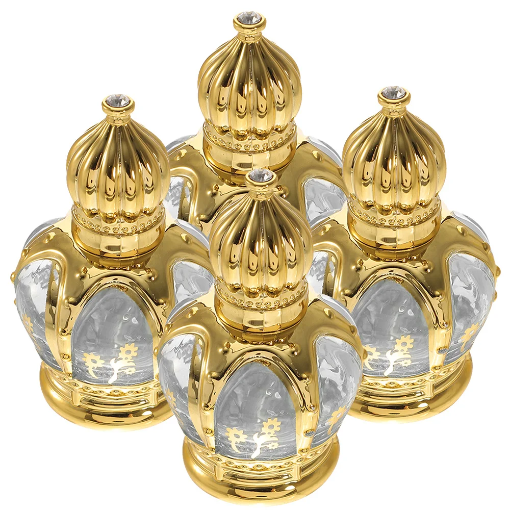 

4Pcs Glass Perfume Bottles Refillable Compact Roller Ball Aroma Containers Portable Travel Essential Oil Bottles