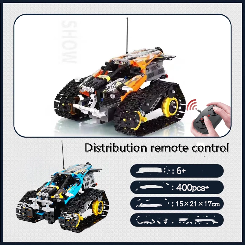 MOC Remote Control Electric Tracked Vehicle Assembling Building Blocks Brick Toys Science And Technology Education