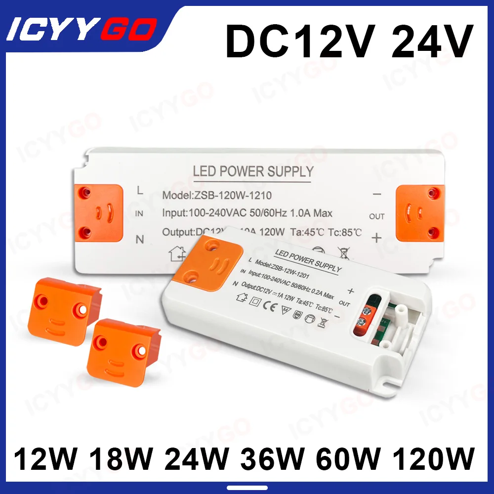 DC12V 24V Ultra-Thin Lighting Transformer LED Power Supply 12W 18W 24W 36W 60W 120W Driver AC220V to DC12V DC24V LED Driver