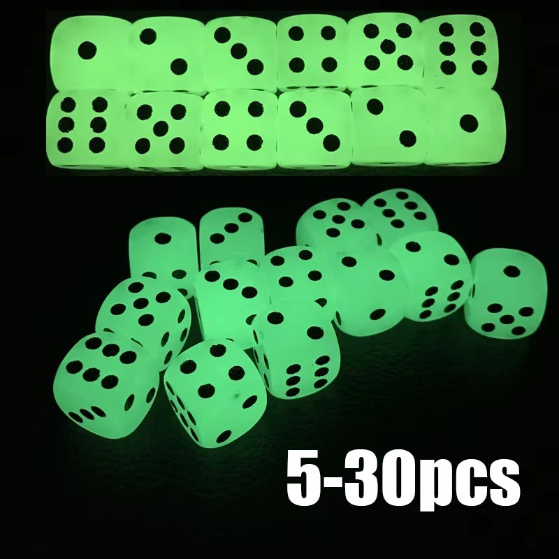 

5/10/20/30pcs Luminous Dice Rounded Corners Black Spots Dice Nightclub Bars KTV Boutique Entertainment Glowing Dice Set