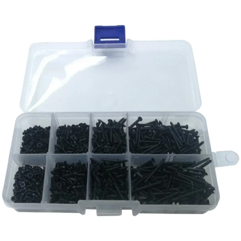 M2 Black Oxidized Self Tapping Screws 800pcs Flat Countersunk Head for Computer Chassis and Peripheral Mounting