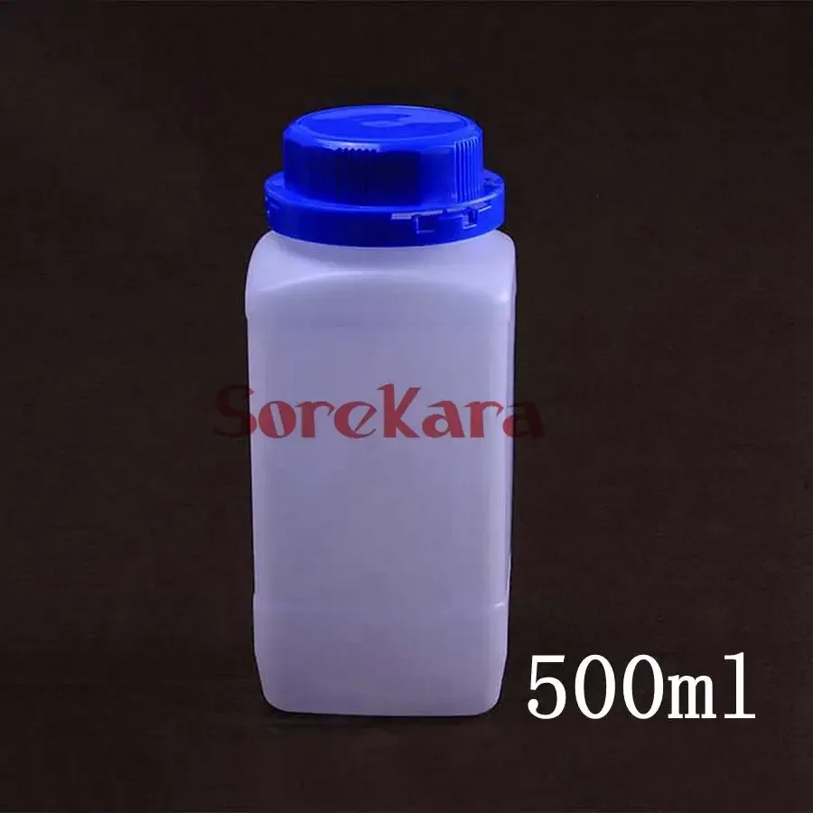 Białe 100/250/500/1000ml butelka z HDPE butelka odczynnika fiolki z próbkami niebieska zakrętka śrubę